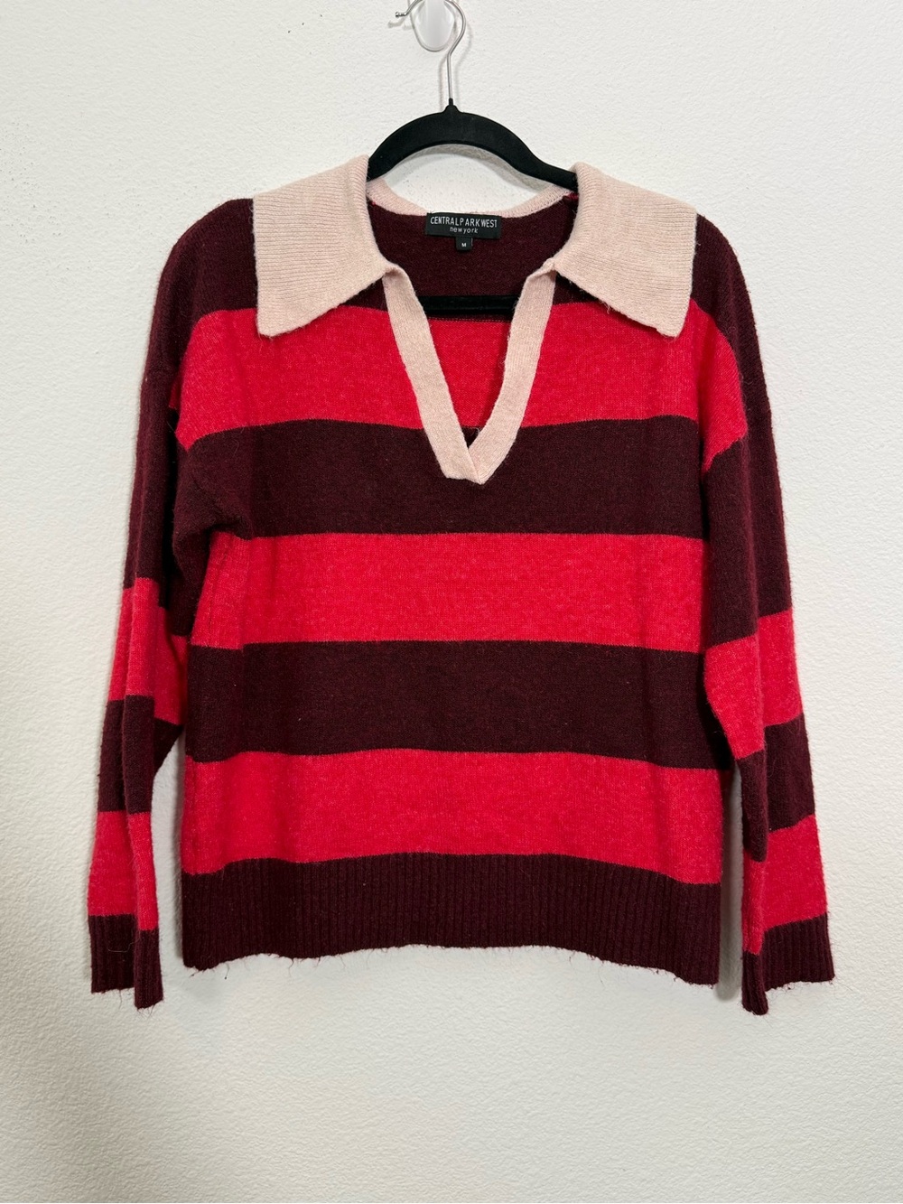 Central Park West Marley Striped Rugby‎ Sweater Collared Preppy Soft Girl Medium